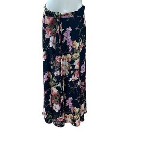 7th Avenue Maxi Lined Navy Blue Floral Wrap Skirt